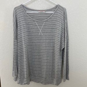 Andree by Unit Gray and White Stripped Top